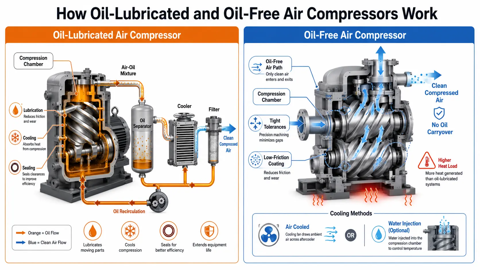 oil-lubricated compressor vs oil-free compressor