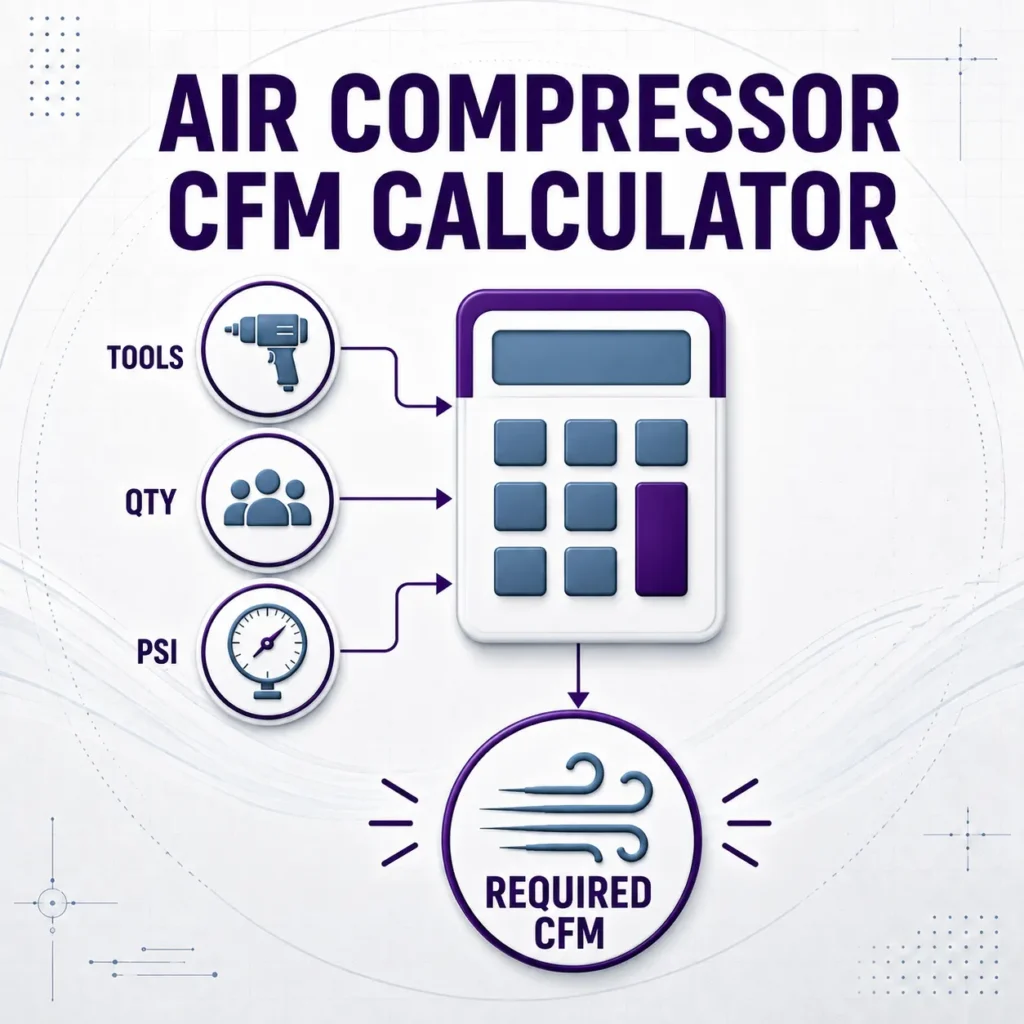 Calcolatore della portata in cfm per compressori d'aria
