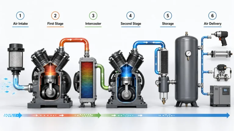 working principle of two-stage air compressor